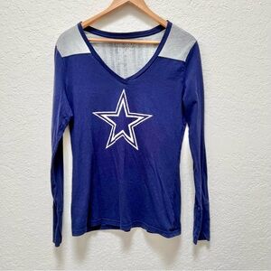 Cowboys Hot Style NFL Football Long Sleeve V Neck‎ T Shirt Top